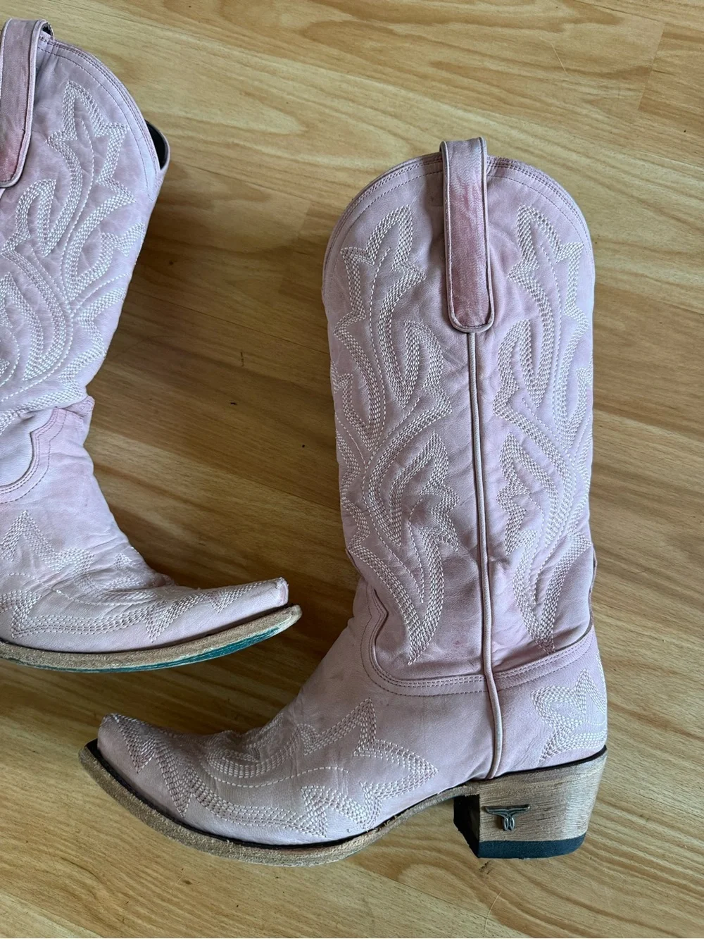 Ladies Lane Saratoga Western Cowboy Cowgirl Boots Snip Square Toe Blush Pink - 9